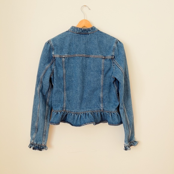 Feminine Cotton Gap 1969 Jean Jacket Ruffles & Peplum Size Medium Coquette Girly - Picture 3 of 11